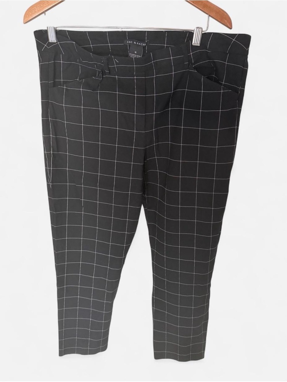 Zac & Rachel Black Windowpane Slim Fit Dress Pants